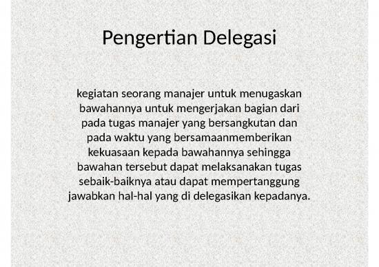 Delegasi Wewenang Dan Disentralisasi