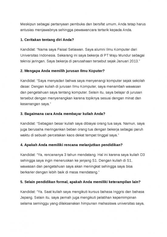 30 Contoh Pertanyaan Wawancara Kerja Dan Jawabannya