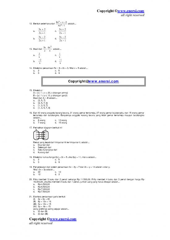 Matematika Pdf 5382 | Latihan Soal Un Matematika Smp