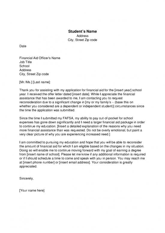picture Letter Pdf 47619 | 2763 Financial Aid Appeal Letter