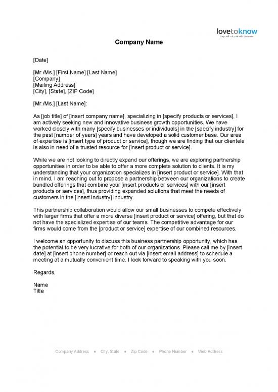 4459 Business Proposal Partnership Letter