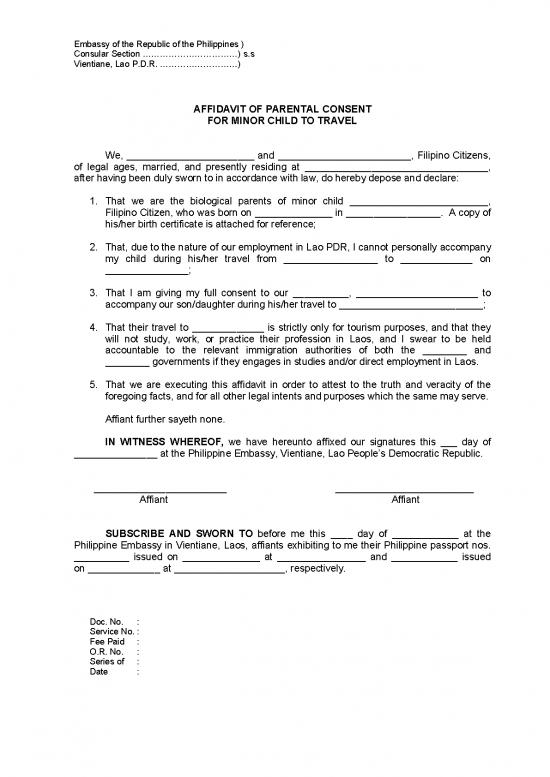 Study Pdf 48305 | Affidavit Of Parental Consent For Minor Both Parents