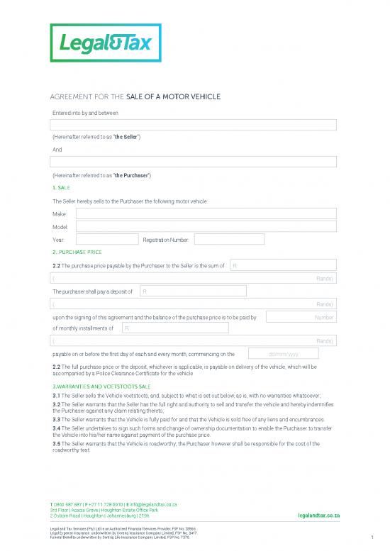 picture1_Agreement Sample 48824 | Agreement For The Sale Of A Motor Vehicle