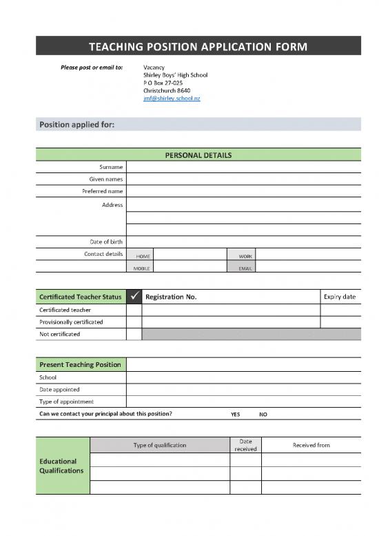 picture Application Format Pdf 47778 | Application Form Teacher V57
