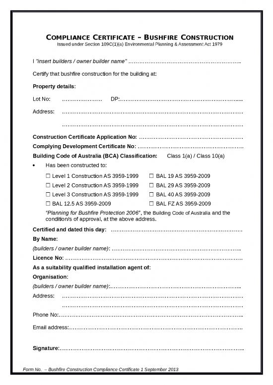 picture_Ms Word Certificate Template 47349 | Bushfire Construction