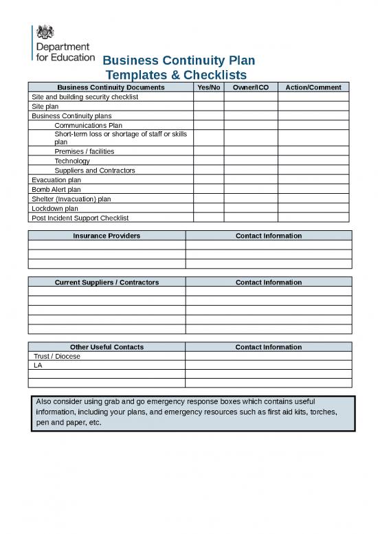 Microsoft Word Checklist Template 47184 | Business Continuity Plan ...