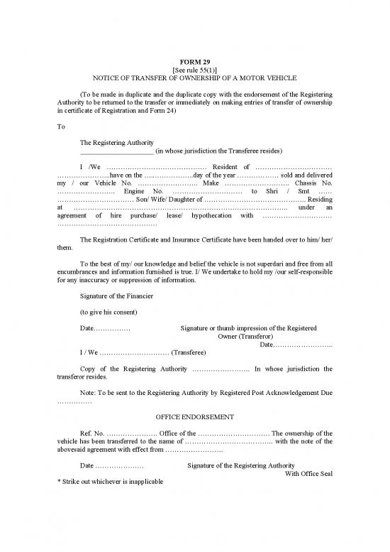 picture Lease Agreement Template 47814 | Cmv Form 29 & 30 Transfer Of Ownership 93317268
