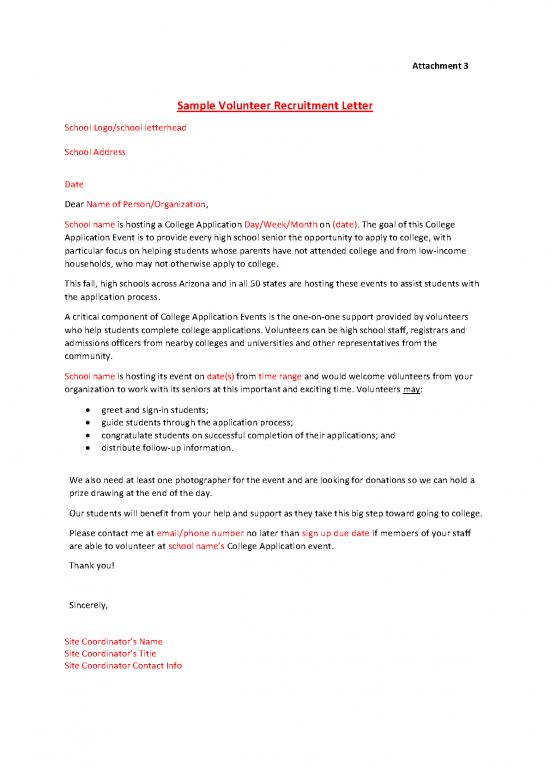 picture Letter Pdf 47864 | College Application Campaigntoolkit March 2019 Az Gear Up Sample Volunteer Invitation 22