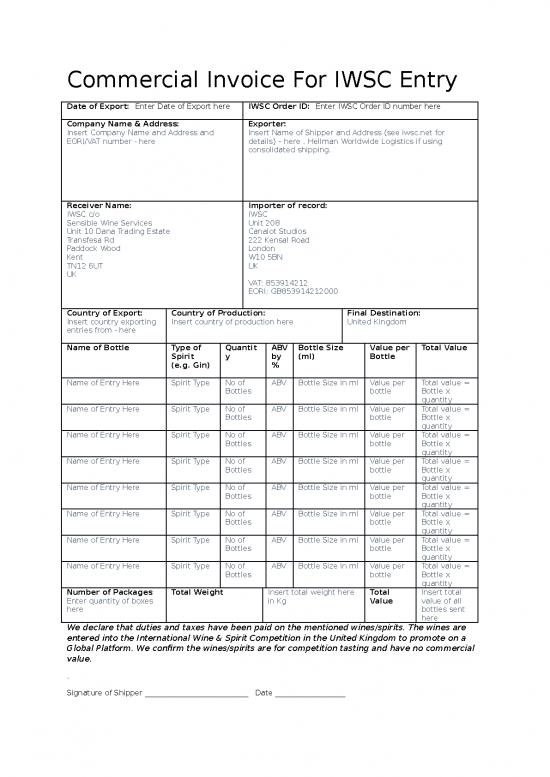 picture1_Invoice Template Word 47395 | Commercial Invoice For Iwsc Entry Spirit