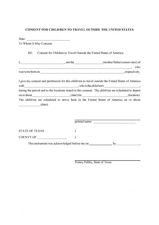 Consent For Child To Travel Outside The United States consent-for-child-to-travel-outside-the-united-states