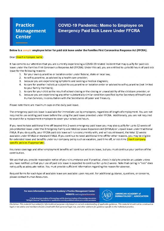 picture_Letter Pdf 47519 | Covid 19 Sample Employee Memo 040720