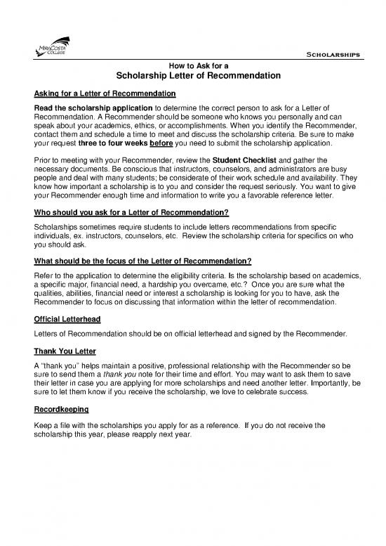 picture Scholarship Application Letter Sample Pdf 48900 | How To Ask For A Letter Of Recommendation