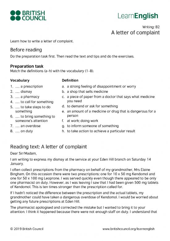 picture Letter Pdf 47930 | Learnenglish Writing B2 A Letter Complaint