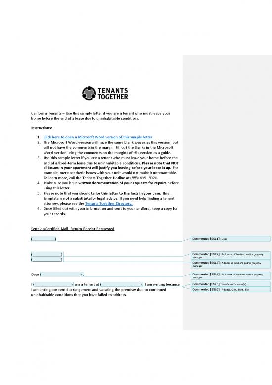 Letter Pdf 47486 Leaving Before Lease Is Up Due To Uninhabitable
