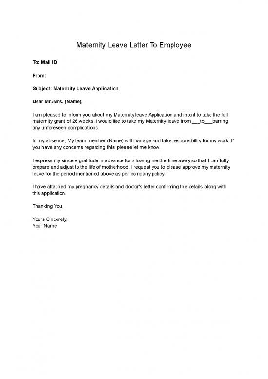 Letter Pdf 47648 Maternity Leave Letter To Employee