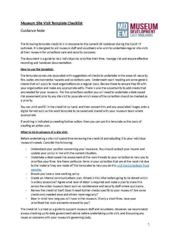 picture_Museum Site Visit Template Checklist Mdem