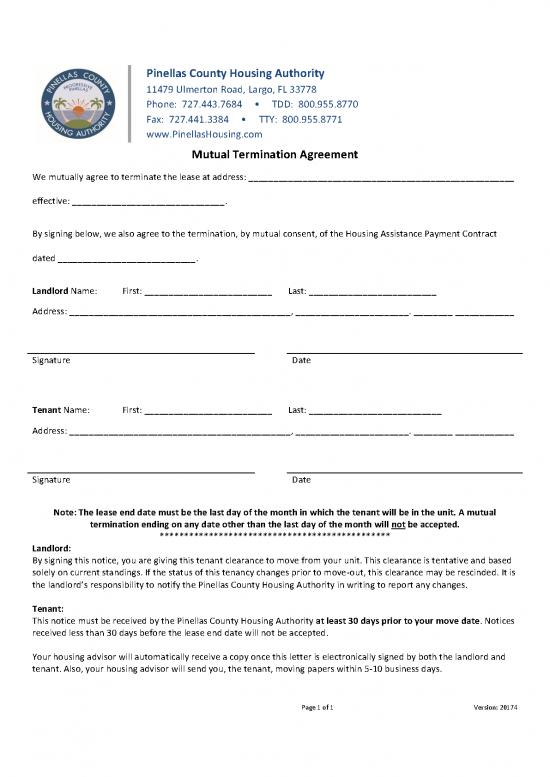 picture Termination Agreement Template 49017 | Mutual Termination