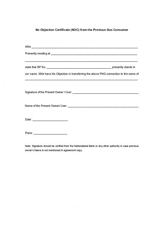 picture Agreement Sample 48862 | No Objection Certificate Format