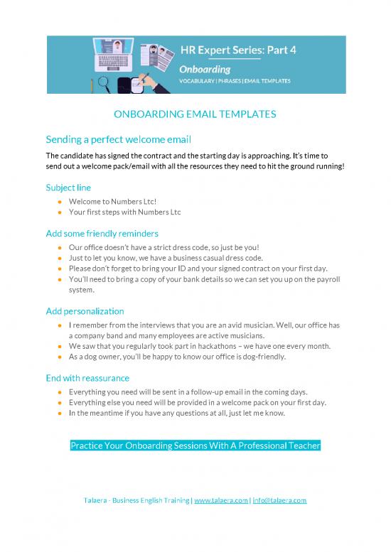 Onboarding Email Templates Talaera English Hr Vocabulary 1