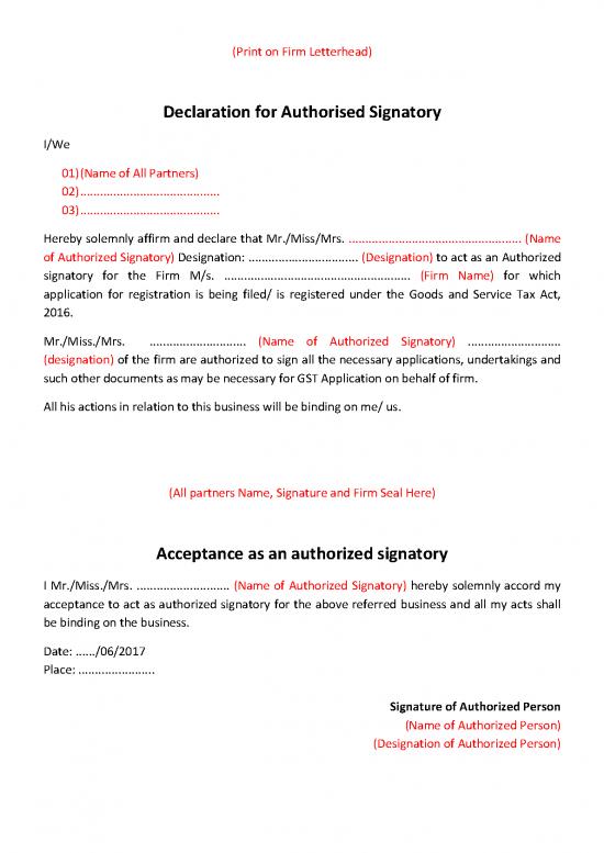 Letterhead Format Pdf 48088 Partnership Firm Authorization Letter For Gst