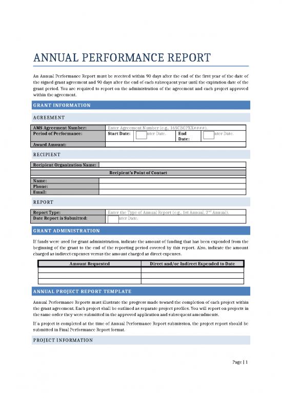picture Report Template Doc 47153 | Performance Report Annual Template