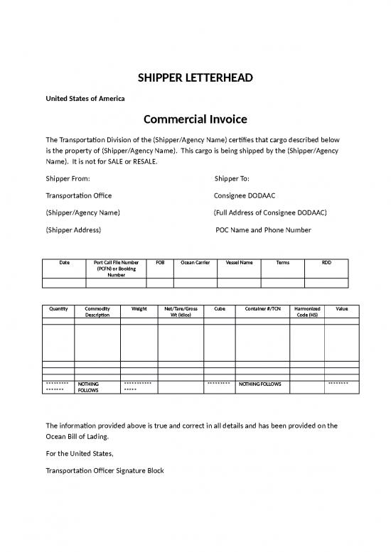 picture Invoice Template Word 47443 | Sample Commercial Invoice
