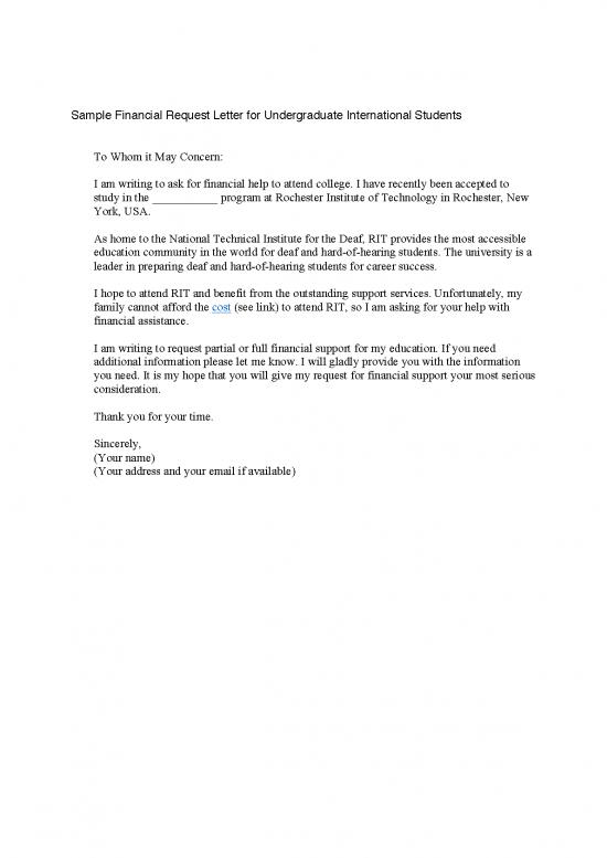 picture Letter Pdf 49062 | Sample Financial Request Letter For Undergraduate International Students