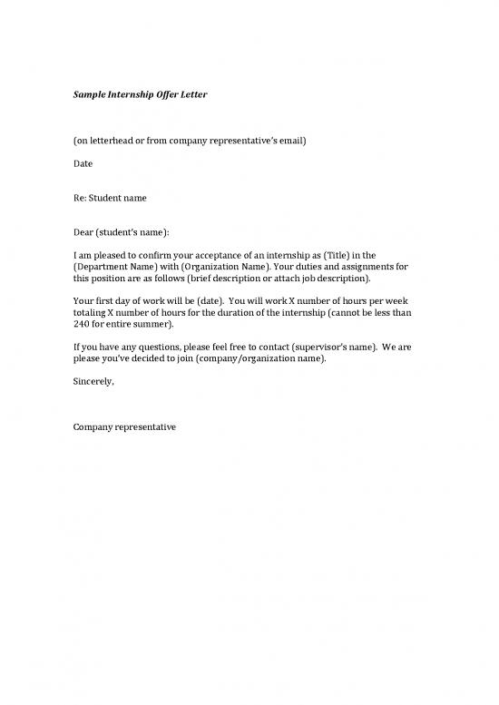 picture Letter Pdf 48792 | Sample Internship Offer Letter