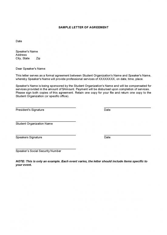 Letter Pdf 49170 Sample Letter Of Agreement