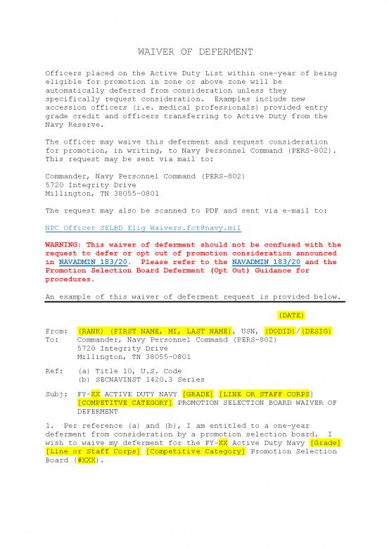 picture_Sample Waiver Of Deferment