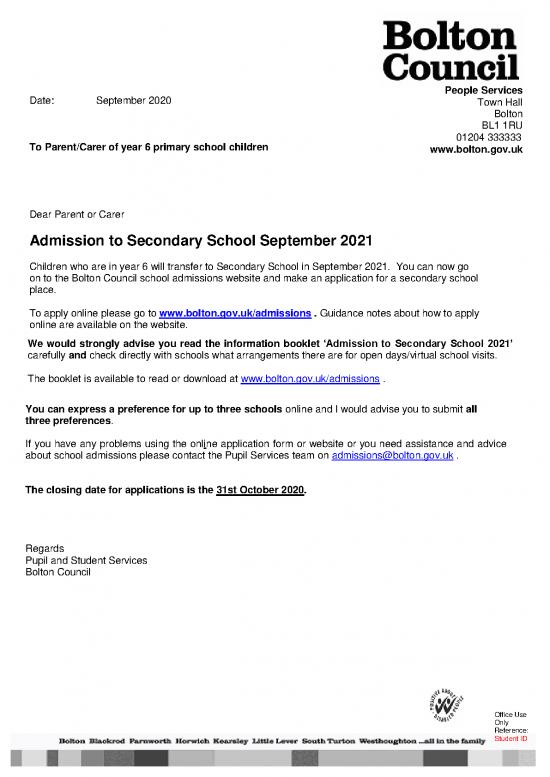 picture1_Application Format Pdf 48834 | Secondary Admissions Letter For Parents 2021