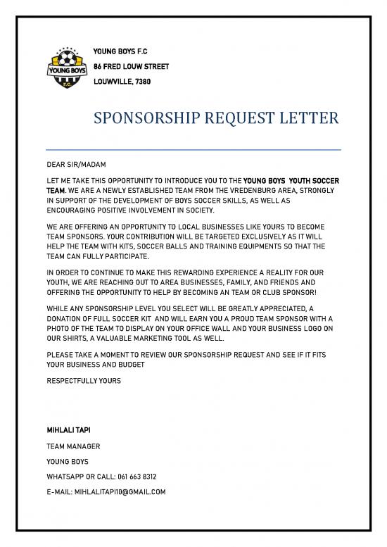 3 Sample Sponsorship Request Letter Pdf Files | Download Free ...