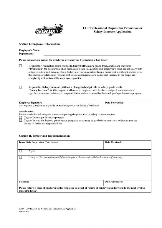 Application Format Pdf 48294 Sunyit Uup Request For Promotion Salary