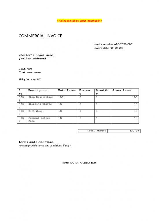 picture Invoice Template Word 47252 | Template Commercial Invoice