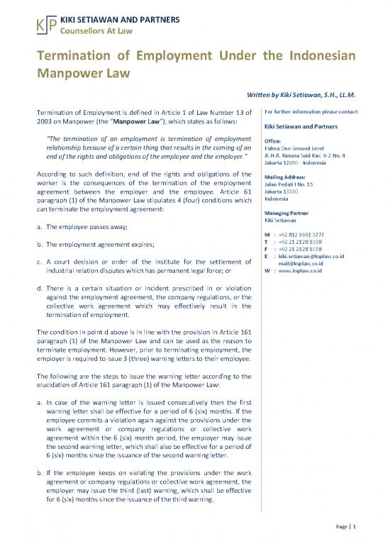 picture Termination Agreement Template 47756 | Termination Of Employment Under The Indonesian Manpower Law 2fc40 2773 128
