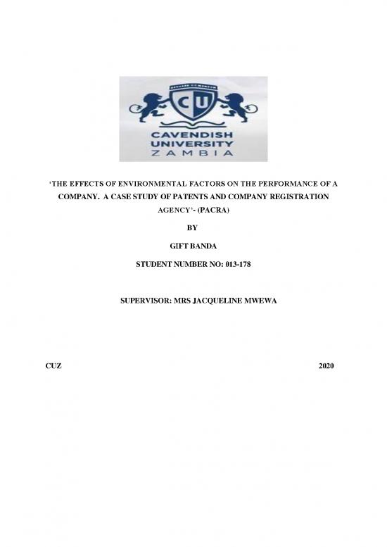 picture Sample Dissertation 49349 | The Effects Of Environmental Factors On The Performance Of A Company