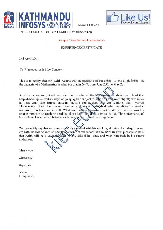 picture Teaching Pdf 48795 | Work Experience For Teacher