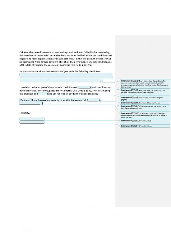 Letter Pdf 47486 Leaving Before Lease Is Up Due To Uninhabitable