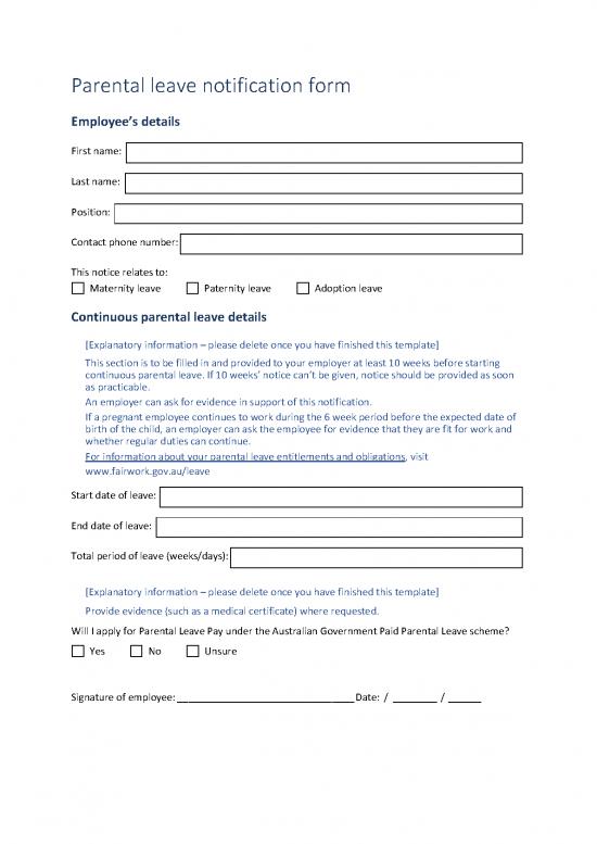 Parental Leave Request Template