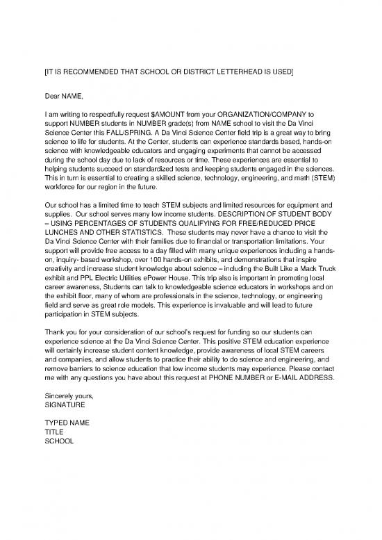 Letter Pdf 48543 | Sample Field Trip Funding Req Letter