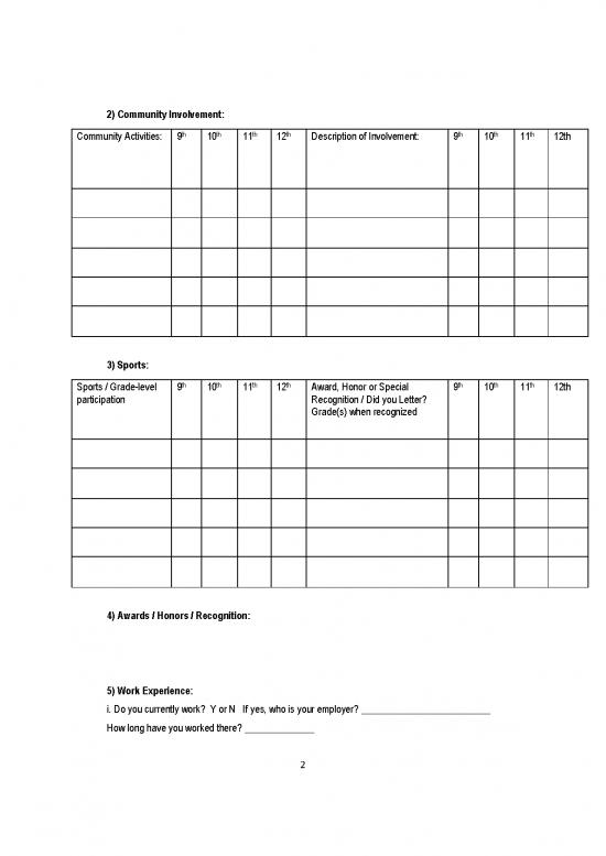 Scholarship Application Letter Sample Pdf 47577 | Senior Brag Sheet