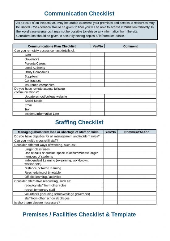 Microsoft Word Checklist Template 47184 | Business Continuity Plan ...