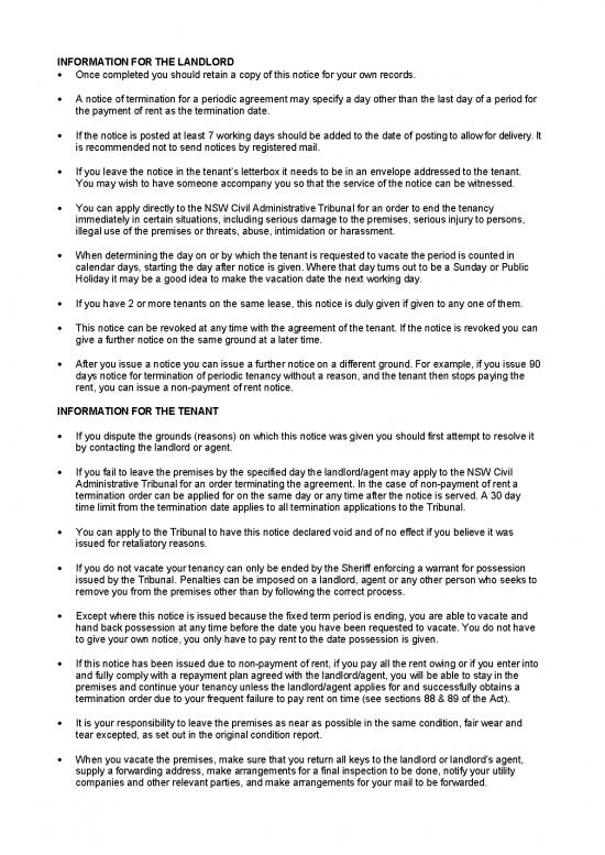 Termination Agreement Template 48599 Notice To Terminate Tenancy