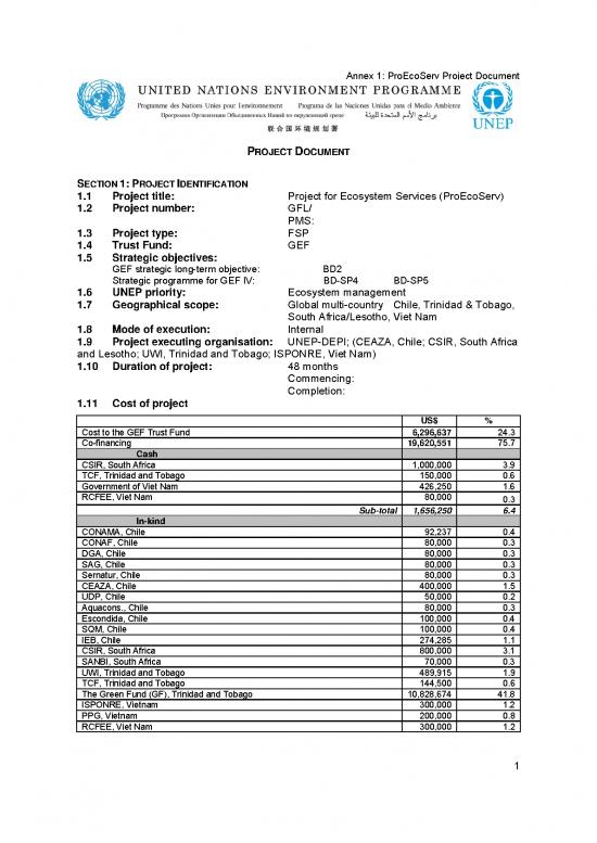 picture Project On Ecosystem Pdf 50064 | 03 09 10 Proecoserv Unep Project Document 08032010