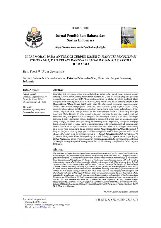 picture Cerpen Pdf 51717 | 316197 Nilai Moral Pada Antologi Cerpen Kasur T 2a4370dc