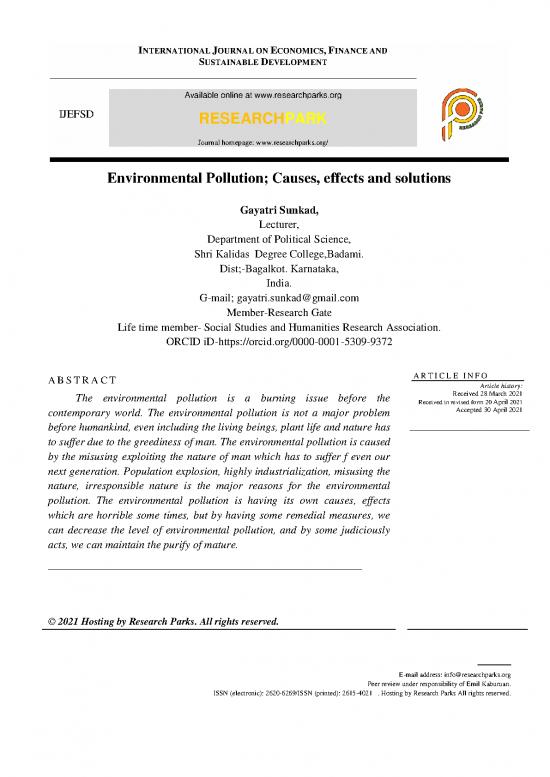 literature review on environmental pollution pdf