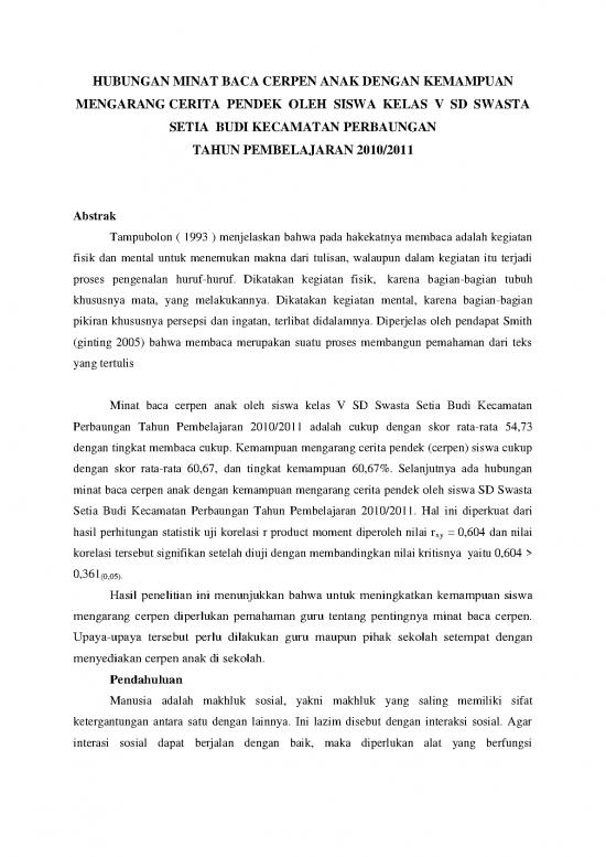picture Cerpen Pdf 51721 | 57104 Id Hubungan Minat Baca Cerpen Anak Dengan K