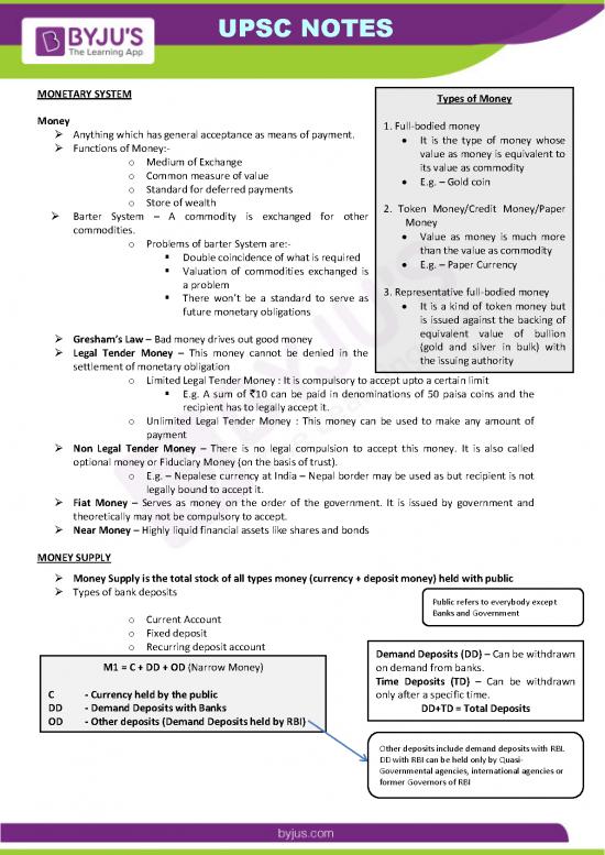 picture Money Pdf 50986 | Economy 5 Lecture Notes