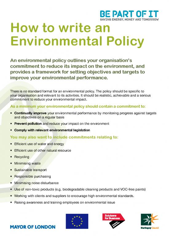 picture The Environment Pdf 50736 | Environmental Policy Fact Sheet 0