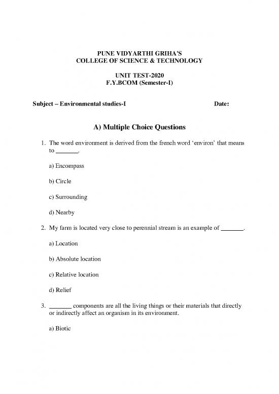 picture The Environment Pdf 50072 | Evs Mcq